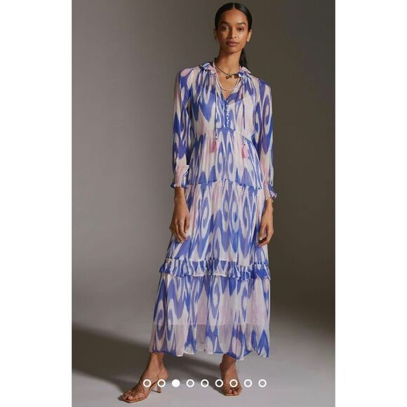 Anthropologie The Marais Printed Chiffon Maxi Dress Size M - Picture 1 of 10